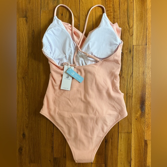 Cupshe Happy Endings Blush Pink Ruffled One Piece Swimsuit - Picture 3 of 4